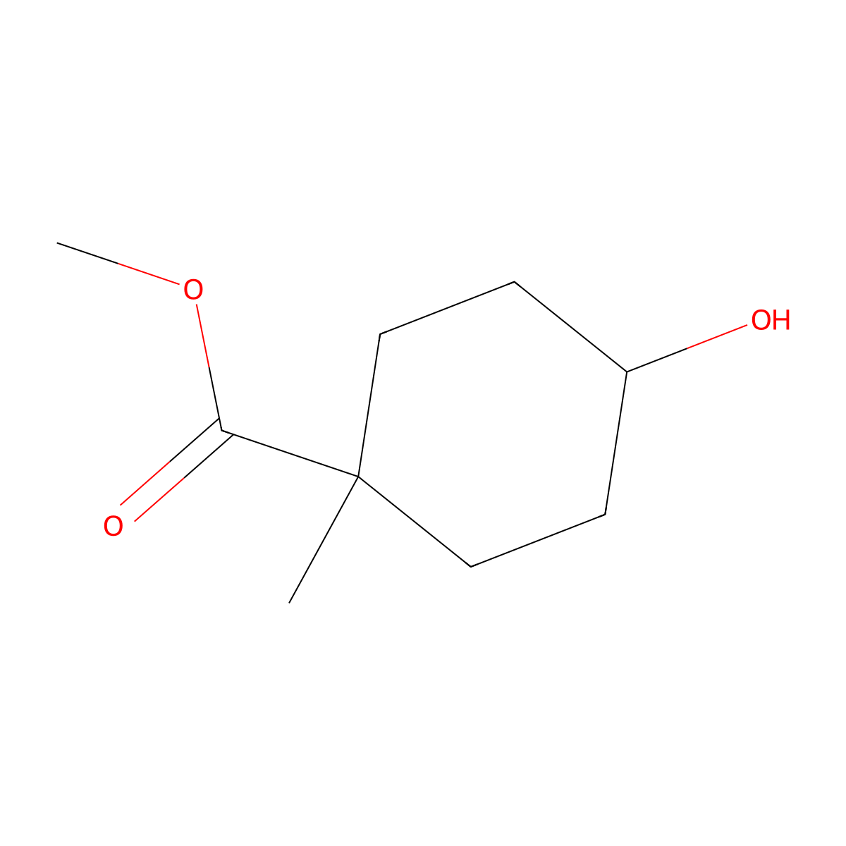 Methyl 4-hydroxy-1-methylcyclohexane-1-carboxylate molecular structure, CAS 87787-05-1