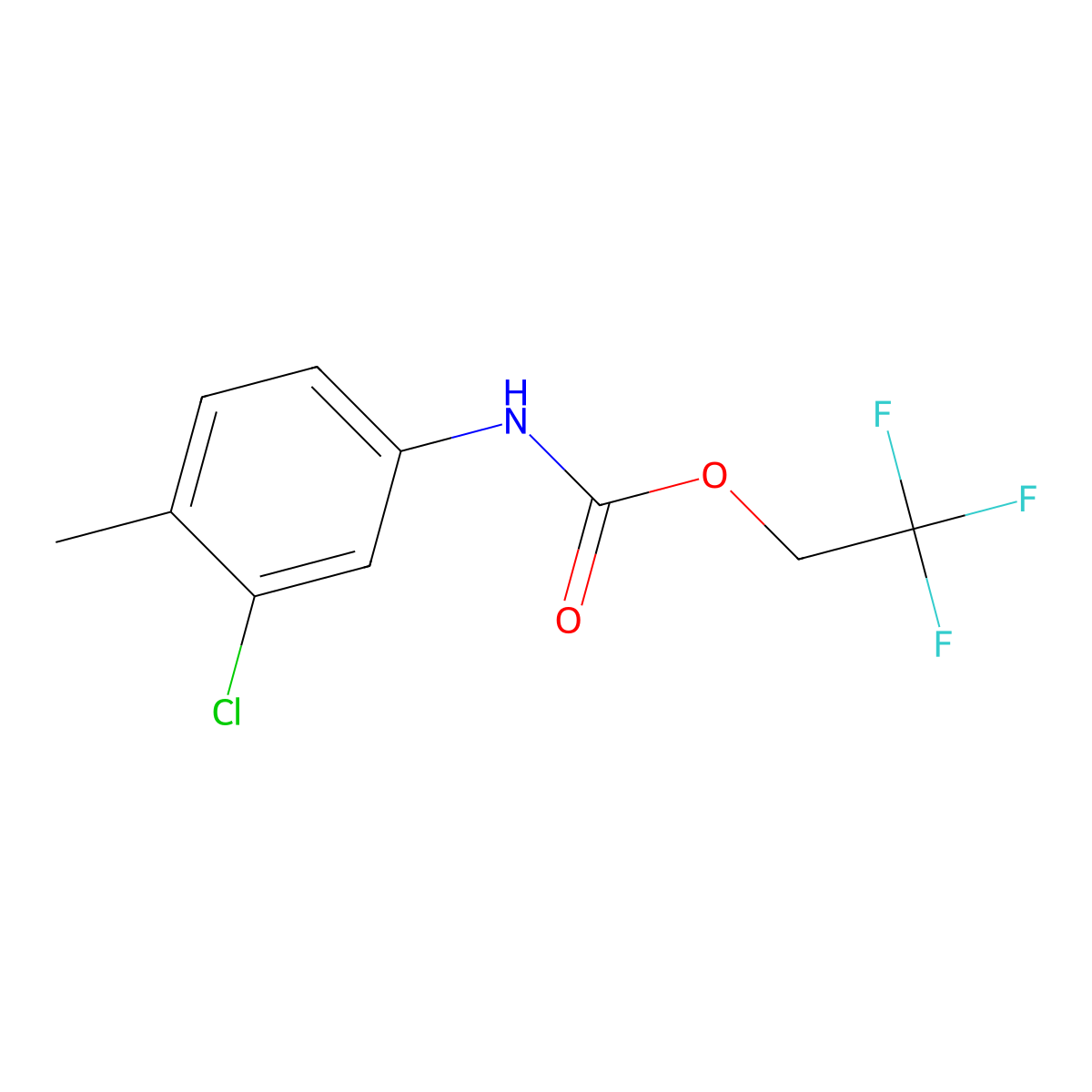 2,2,2-trifluoroethyl N-(3-chloro-4-methylphenyl)carbamate molecular structure, CAS 877964-35-7