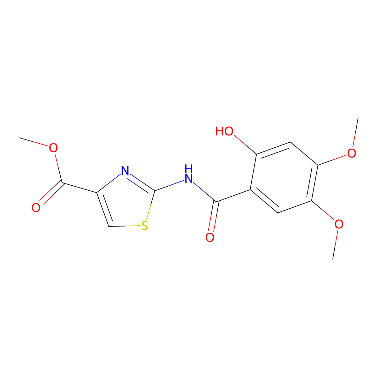 Methyl 2-(2-hydroxy-4,5-diMethoxybenzaMido)thiazole-4-carboxylate molecular structure, CAS 877997-99-4