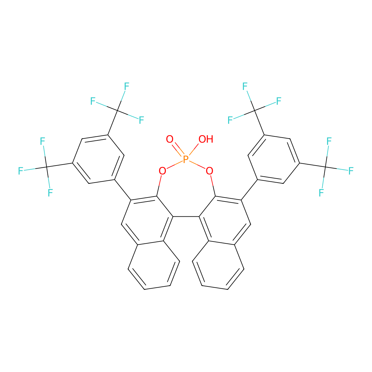 (11bS)-2,6-Bis(3,5-bis(trifluoromethyl)phenyl)-4-hydroxydinaphtho[2,1-d:1',2'-f][1,3,2]dioxaphosphepine 4-oxide molecular structure, CAS 878111-17-2