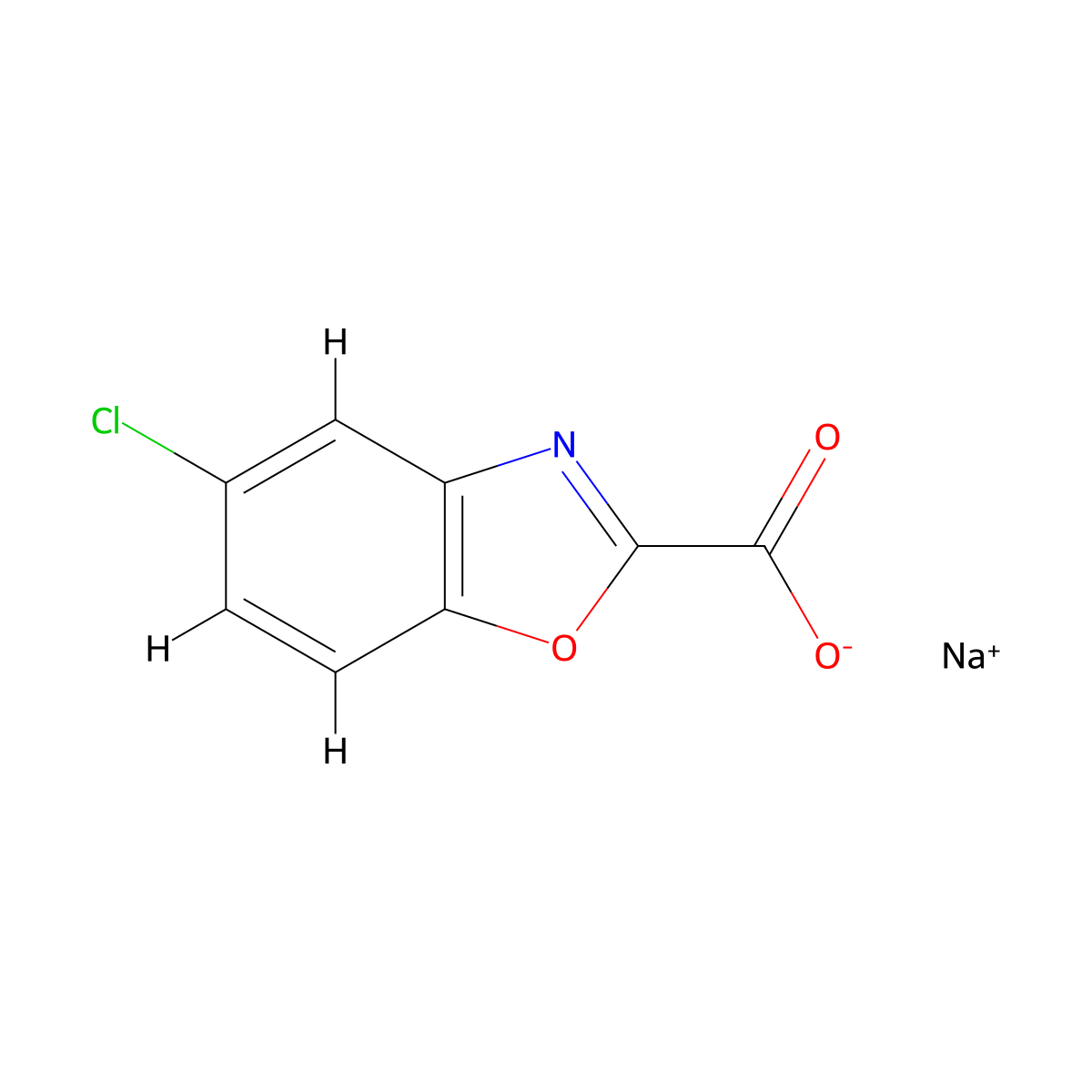 sodium 5-chloro-1,3-benzoxazole-2-carboxylate molecular structure, CAS 87876-97-9