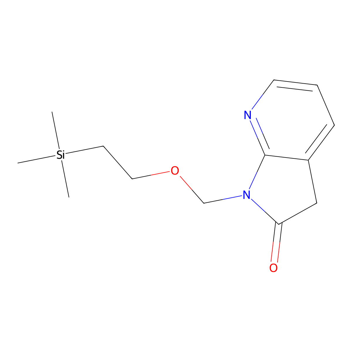 1-((2-(Trimethylsilyl)ethoxy)methyl)-1,3-dihydro-2H-pyrrolo(2,3-b)pyridin-2-one molecular structure, CAS 879132-48-6