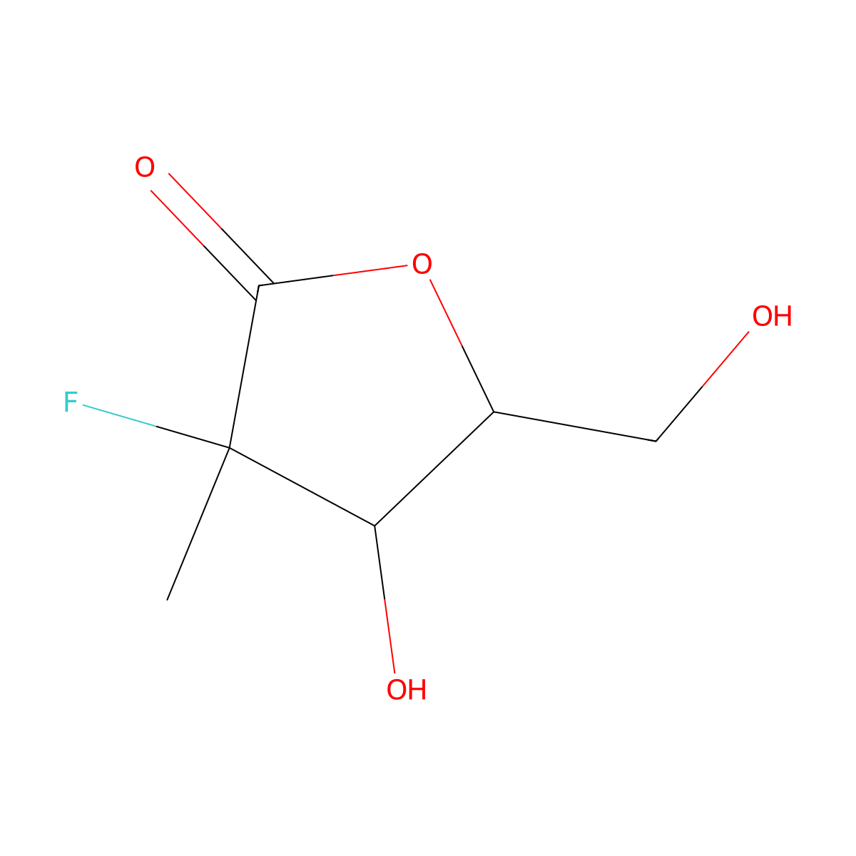 (3R,4R,5R)-3-Fluoro-4-hydroxy-5-(hydroxymethyl)-3-methyldihydrofuran-2(3H)-one molecular structure, CAS 879551-04-9