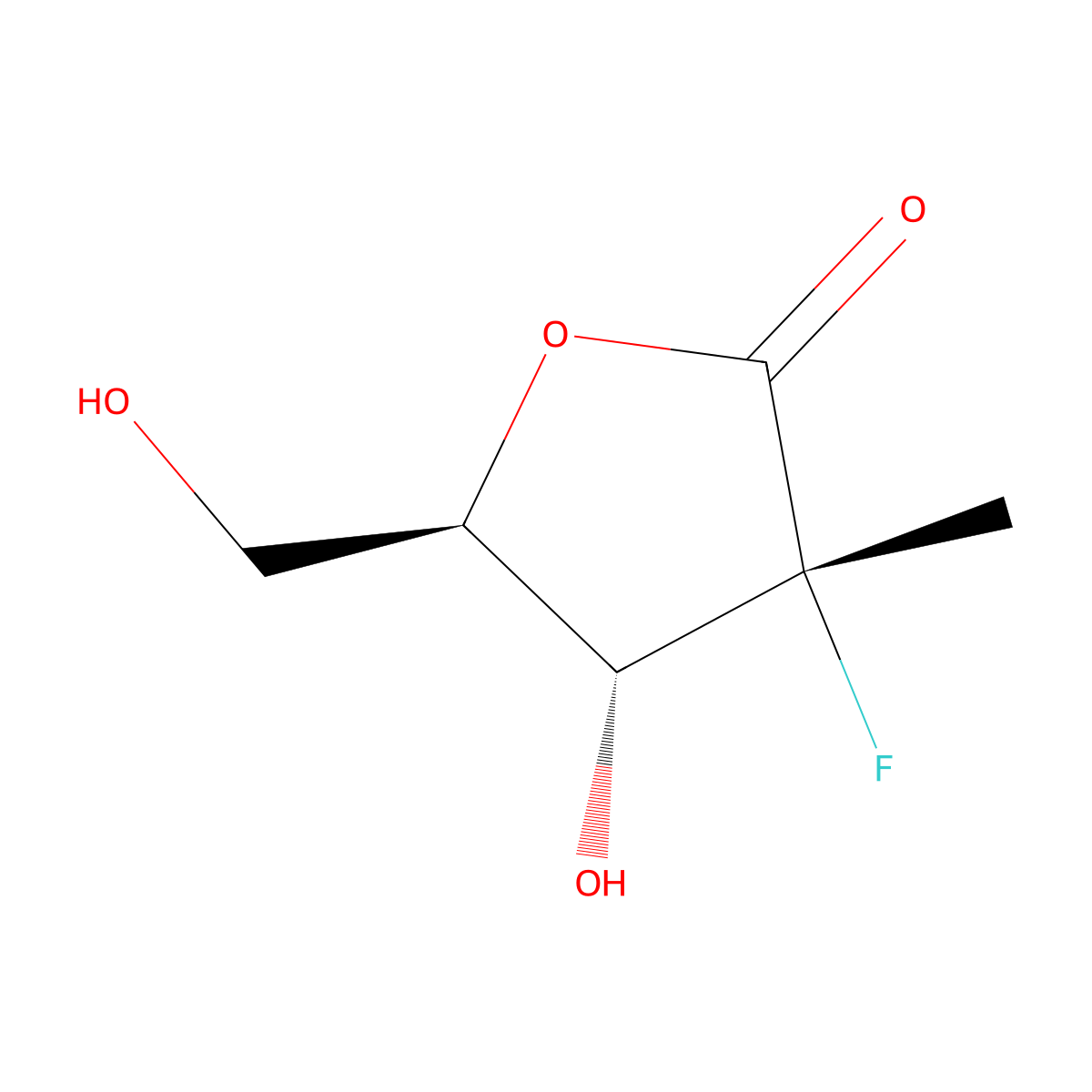 (3R,4R,5R)-3-Fluoro-4-hydroxy-5-(hydroxymethyl)-3-methyldihydrofuran-2(3H)-one molecular structure, CAS 879551-04-9