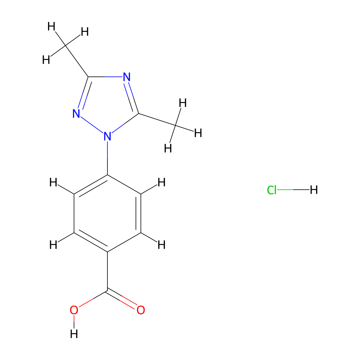 4-(3,5-dimethyl-1H-1,2,4-triazol-1-yl)benzoic acid hydrochloride molecular structure, CAS 879657-96-2
