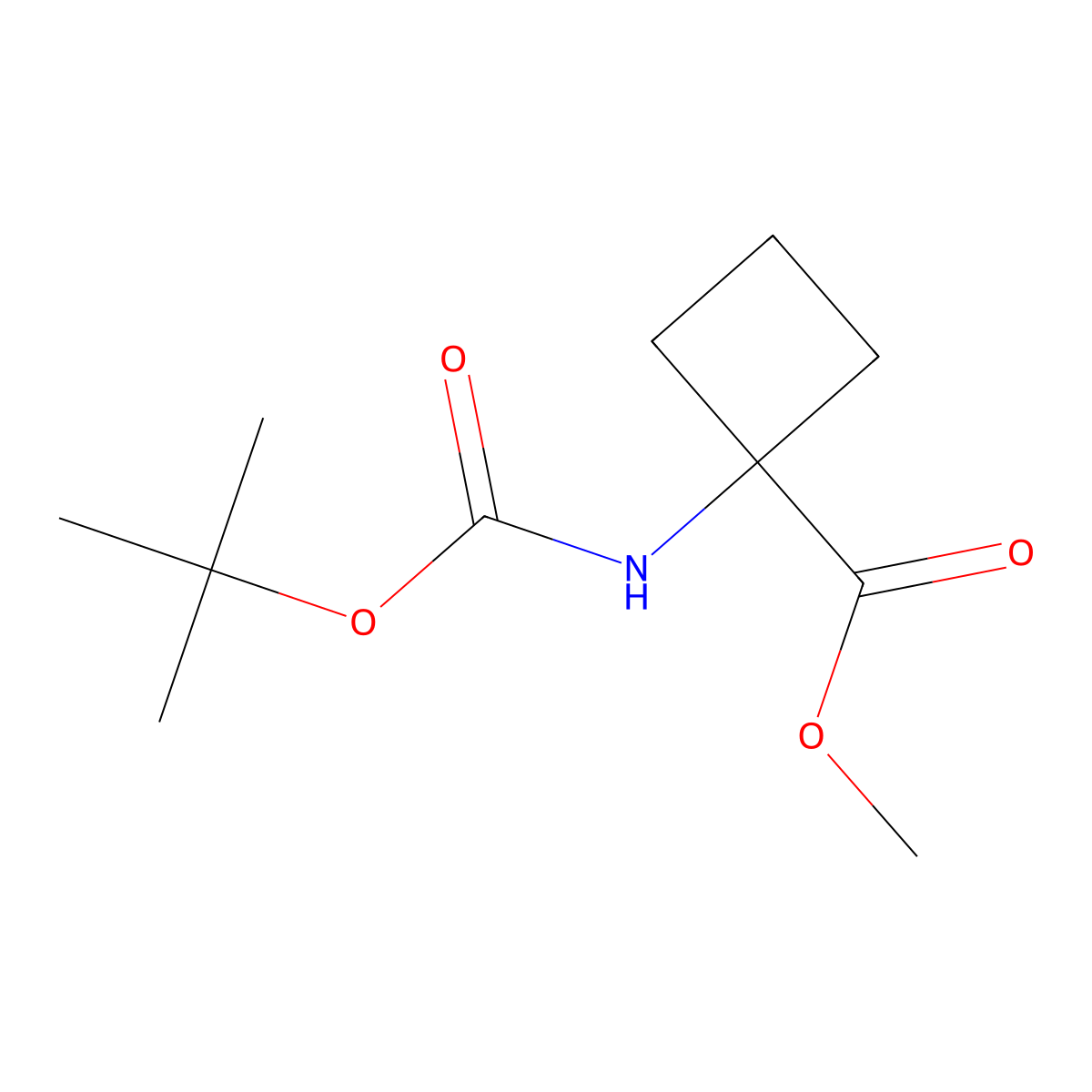 Methyl 1-((tert-butoxycarbonyl)amino)cyclobutanecarboxylate molecular structure, CAS 880166-10-9