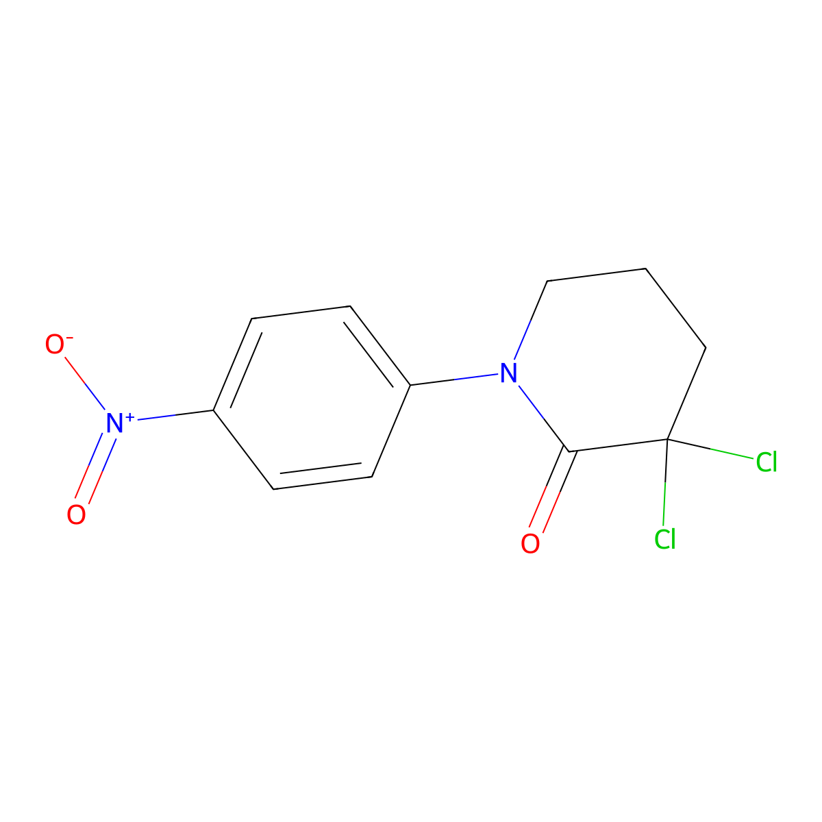 3,3-Dichloro-1-(4-nitrophenyl)-2-piperidinone molecular structure, CAS 881386-01-2