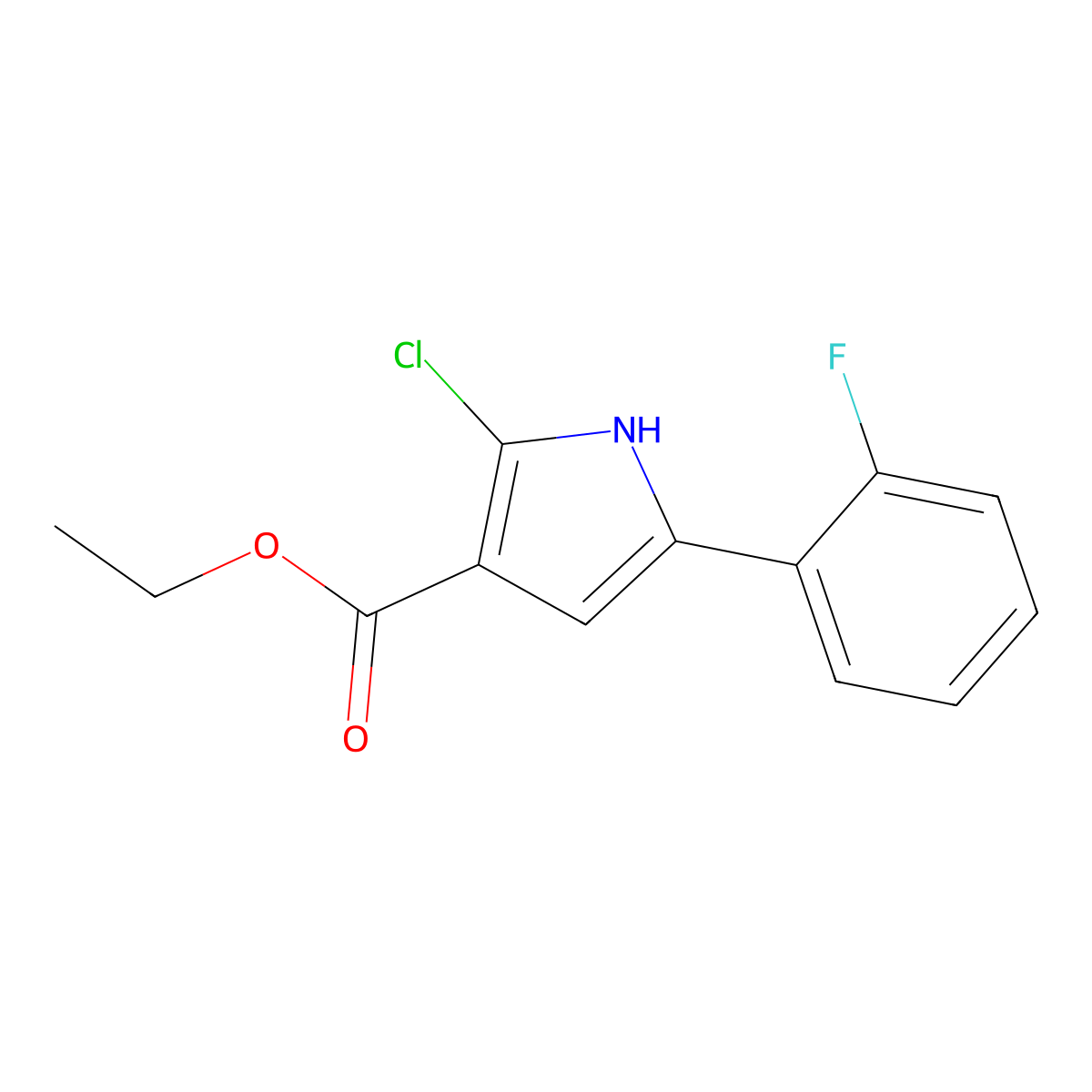 Ethyl 2-chloro-5-(2-fluorophenyl)-1H-pyrrole-3-carboxylate molecular structure, CAS 881674-01-7