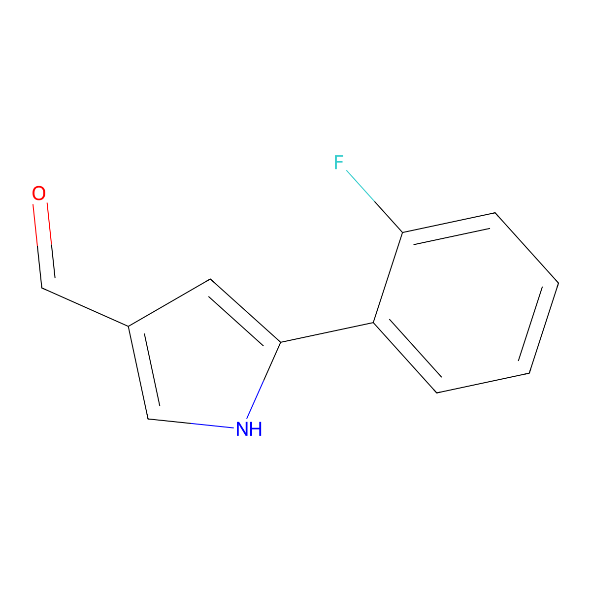 5-(2-fluorophenyl)-1H-pyrrole-3-carbaldehyde molecular structure, CAS 881674-56-2