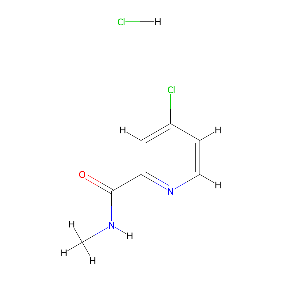 4-chloro-N-methylpyridine-2-carboxamide hydrochloride (1:1) molecular structure, CAS 882167-77-3