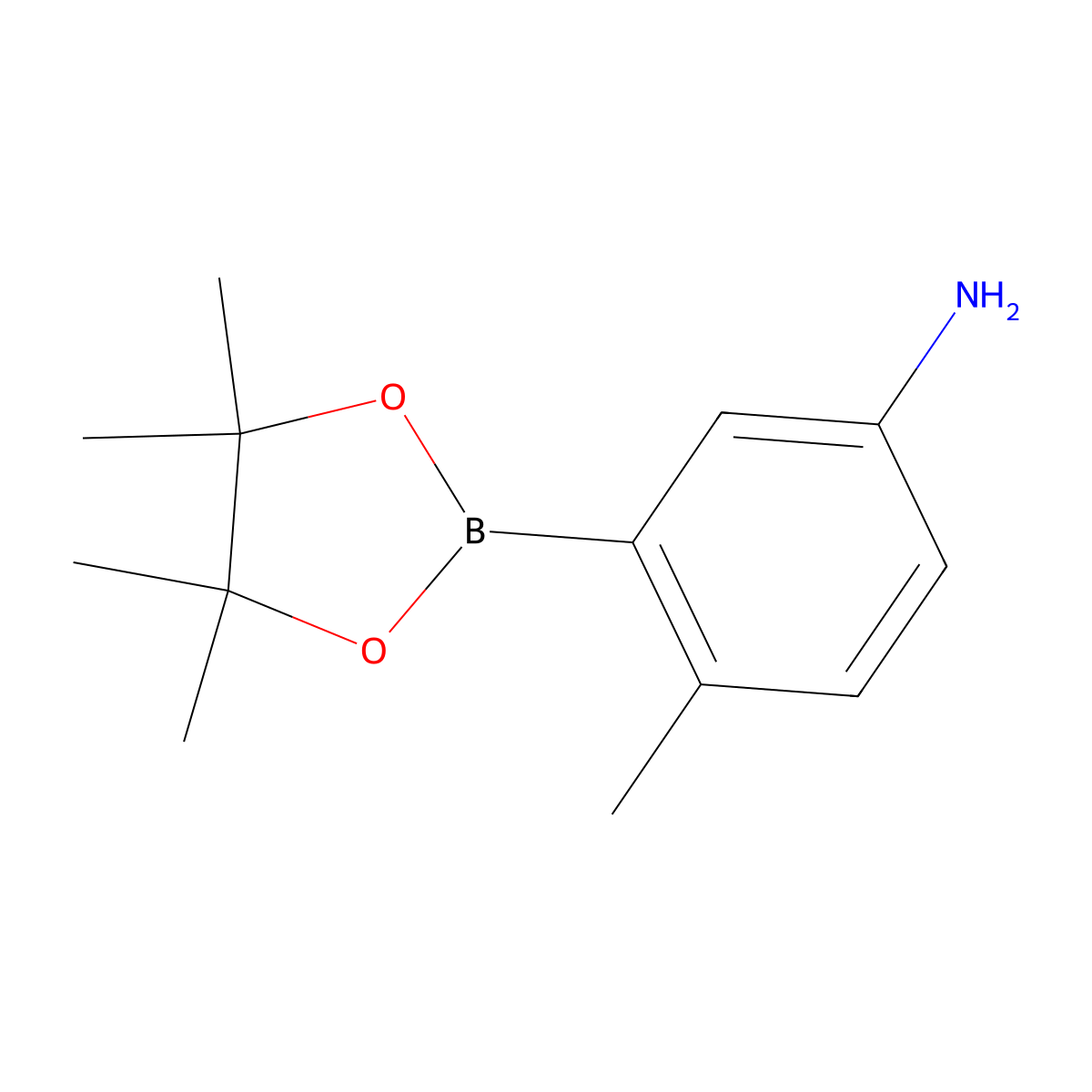 4-Methyl-3-(4,4,5,5-tetramethyl-1,3,2-dioxaborolan-2-yl)aniline molecular structure, CAS 882670-69-1