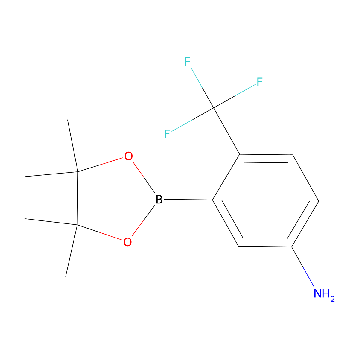 3-(4,4,5,5-Tetramethyl-1,3,2-dioxaborolan-2-yl)-4-(trifluoromethyl)benzenamine molecular structure, CAS 882679-08-5