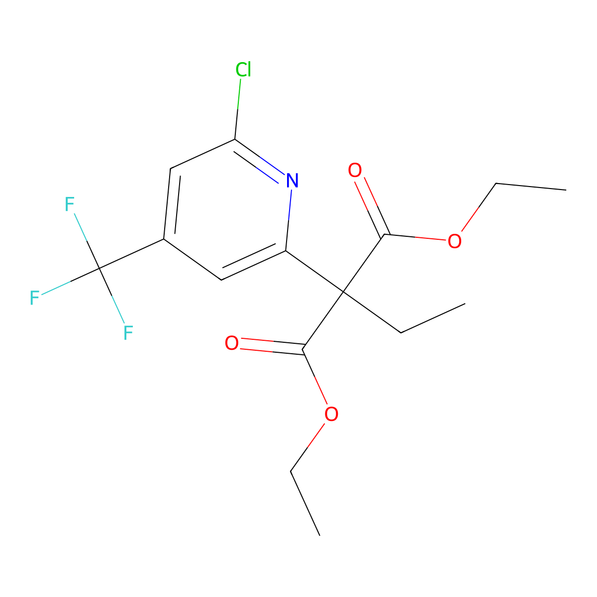 Diethyl 2-[6-chloro-4-(trifluoromethyl)-2-pyridinyl]-2-ethylmalonate molecular structure, CAS 882747-55-9