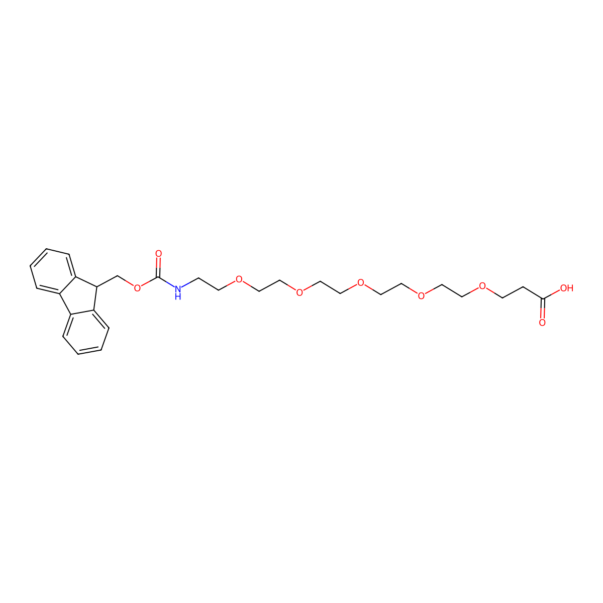 1-(9H-Fluoren-9-yl)-3-oxo-2,7,10,13,16,19-hexaoxa-4-azadocosan-22-oic acid molecular structure, CAS 882847-32-7
