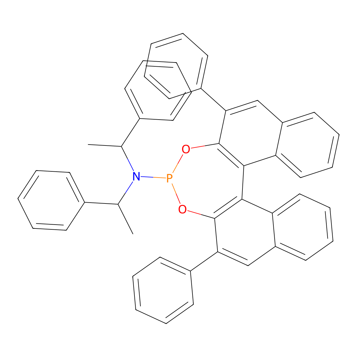 (11bS)-2,6-Diphenyl-N,N-bis[(1R)-1-phenylethyl]dinaphtho[2,1-d:1',2'-f][1,3,2]dioxaphosphepin-4-amine molecular structure, CAS 882992-52-1