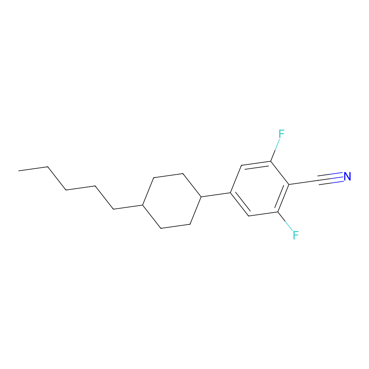 2,6-Difluoro-4-(4-pentylcyclohexyl)benzonitrile molecular structure, CAS 88308-37-6