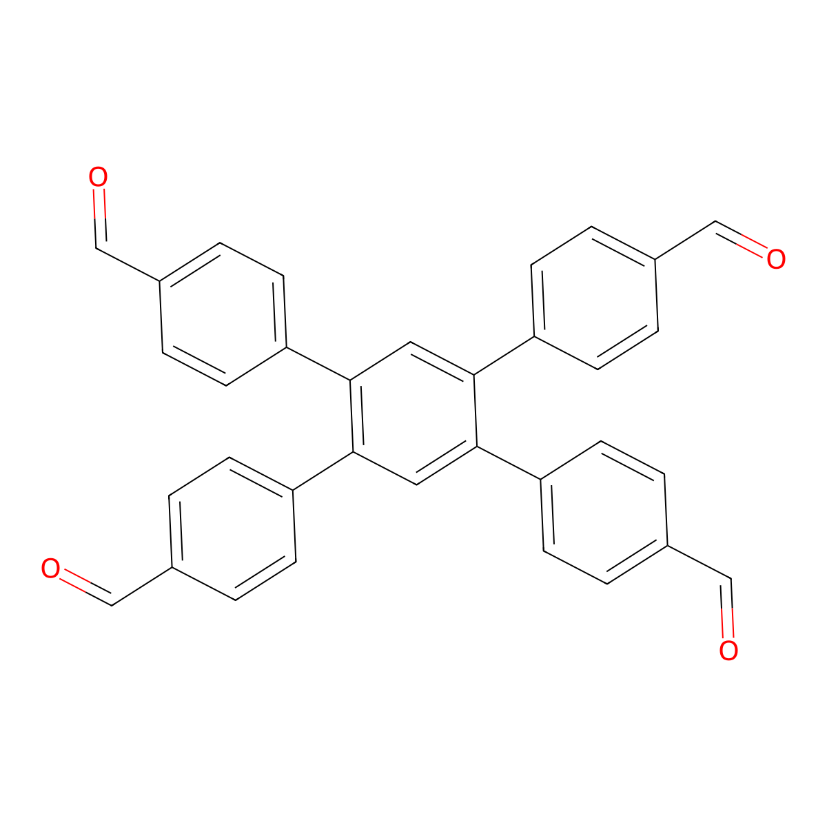 4-[2,4,5-Tris(4-formylphenyl)phenyl]benzaldehyde molecular structure, CAS 883835-33-4