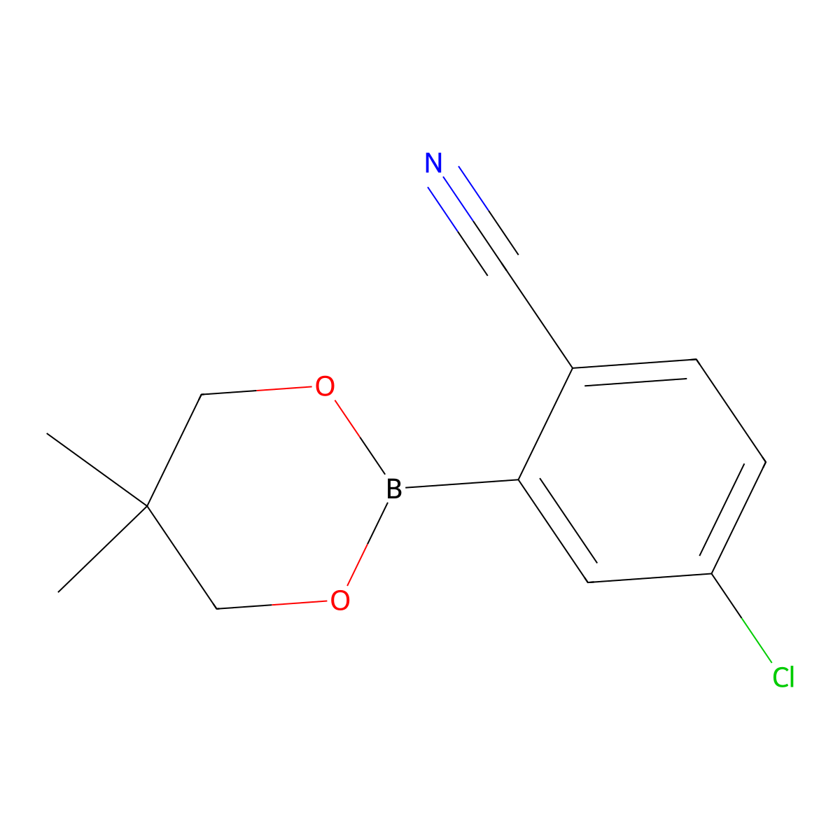 4-Chloro-2-(5,5-dimethyl-1,3,2-dioxaborinan-2-yl)benzonitrile molecular structure, CAS 883898-93-9
