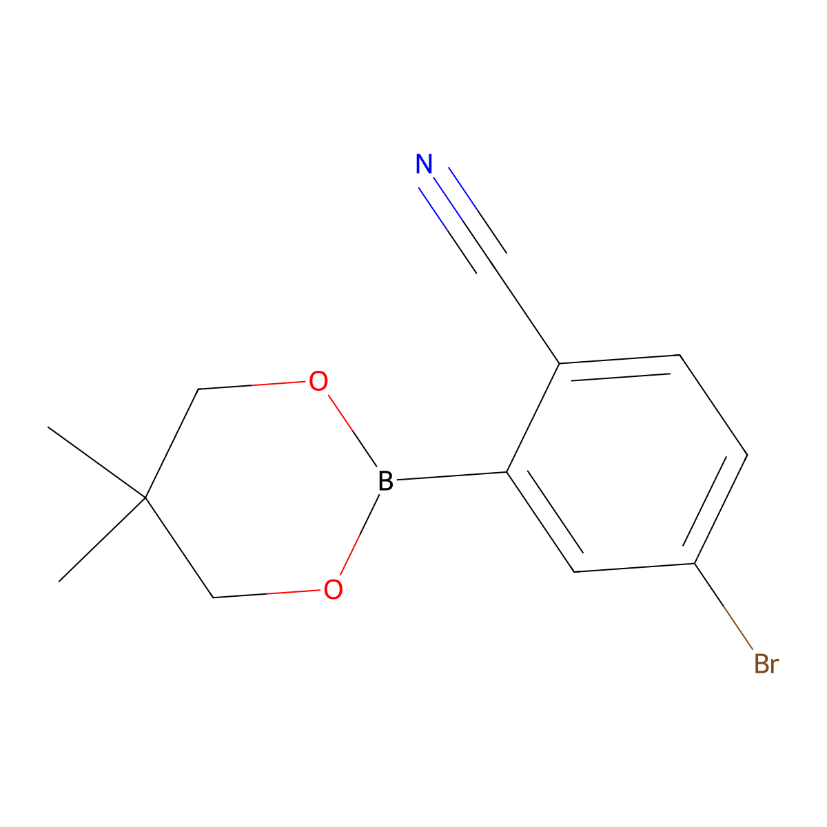 4-Bromo-2-(5,5-dimethyl-1,3,2-dioxaborinan-2-yl)benzonitrile molecular structure, CAS 883898-95-1