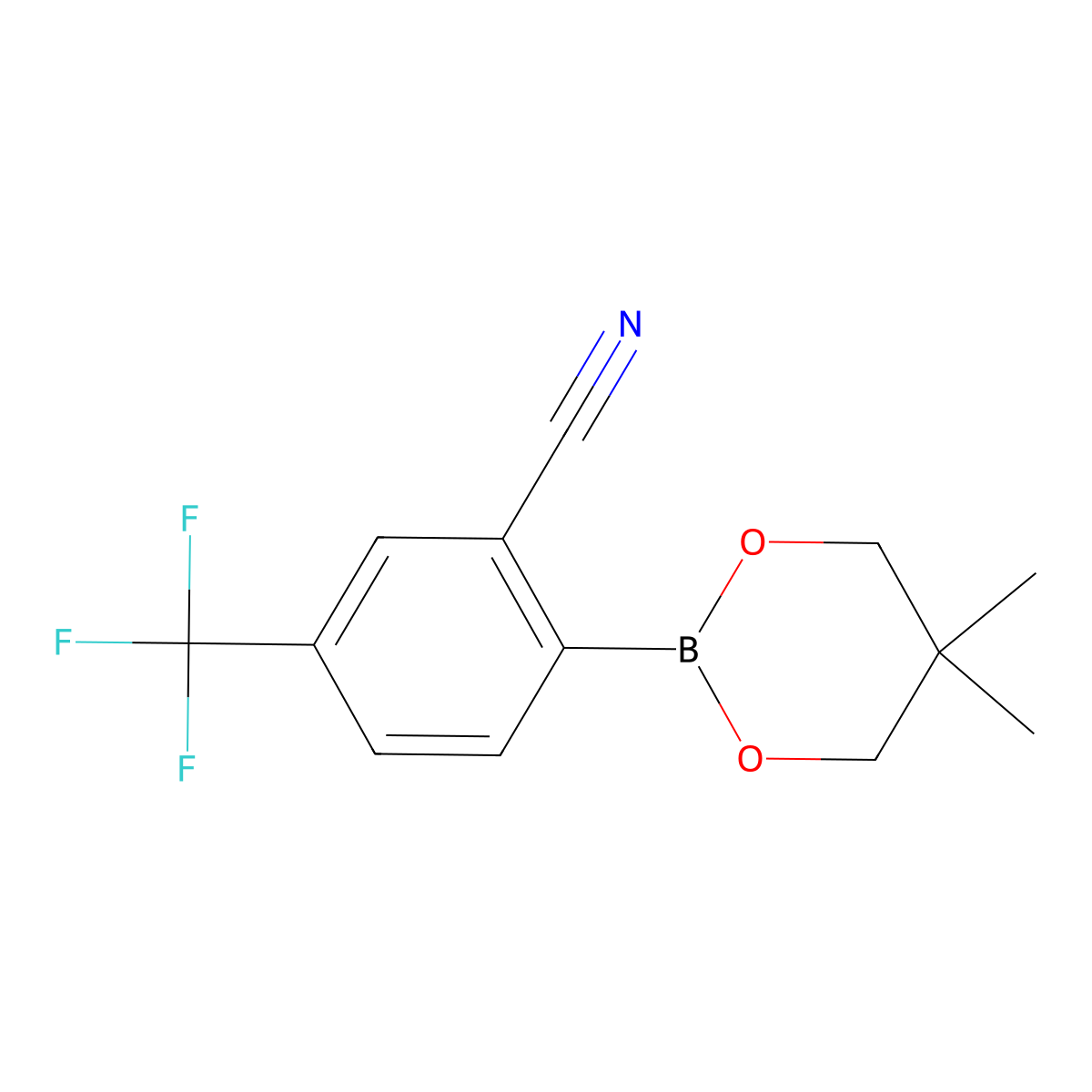 2-(5,5-Dimethyl-1,3,2-dioxaborinan-2-yl)-5-(trifluoromethyl)benzonitrile molecular structure, CAS 883898-98-4