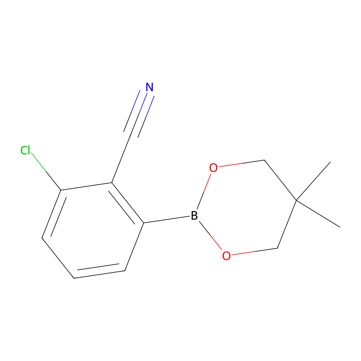 2-Chloro-6-(5,5-dimethyl-1,3,2-dioxaborinan-2-yl)benzonitrile molecular structure, CAS 883899-06-7