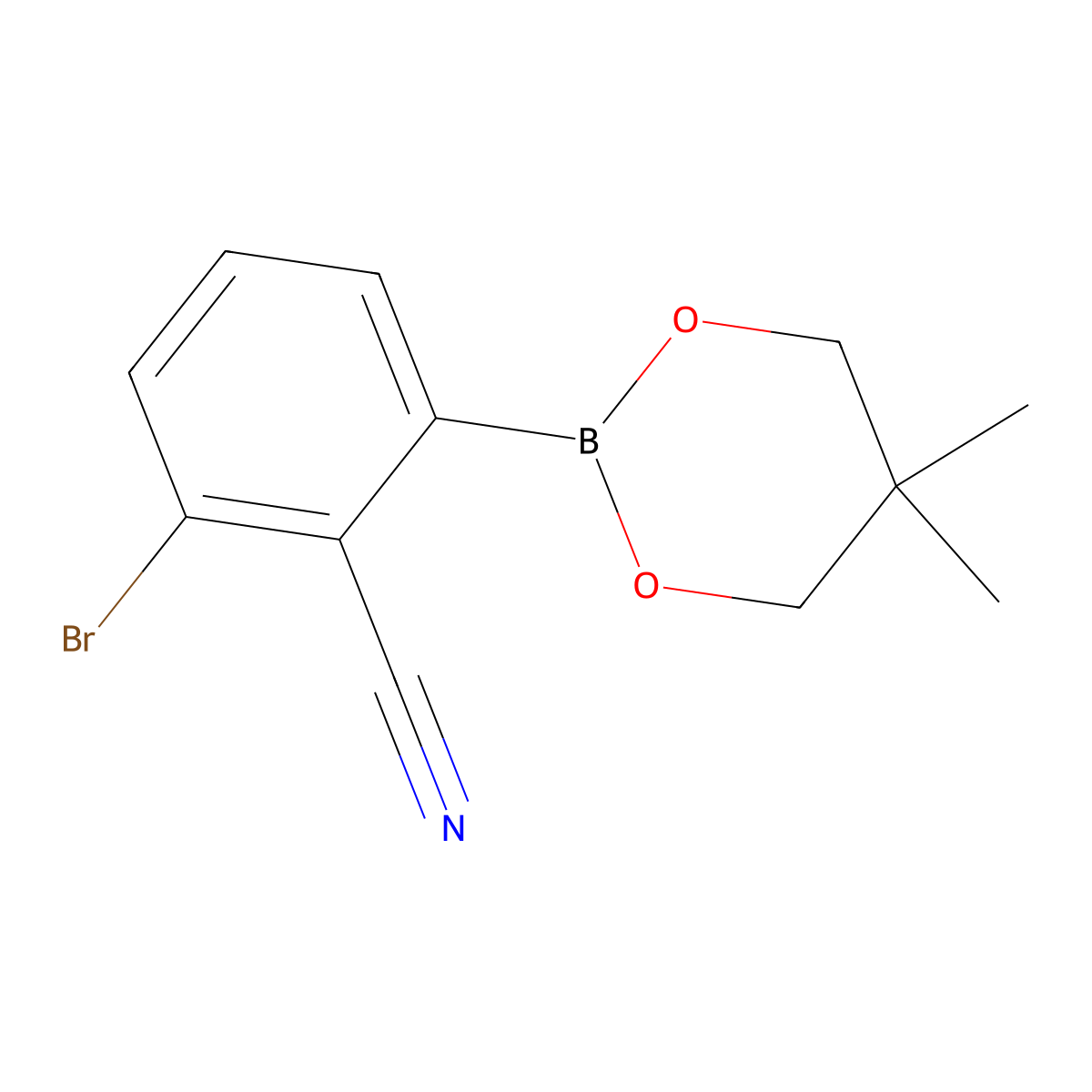 3-Bromo-2-cyanophenylboronic acid neopentyl glycol ester molecular structure, CAS 883899-07-8