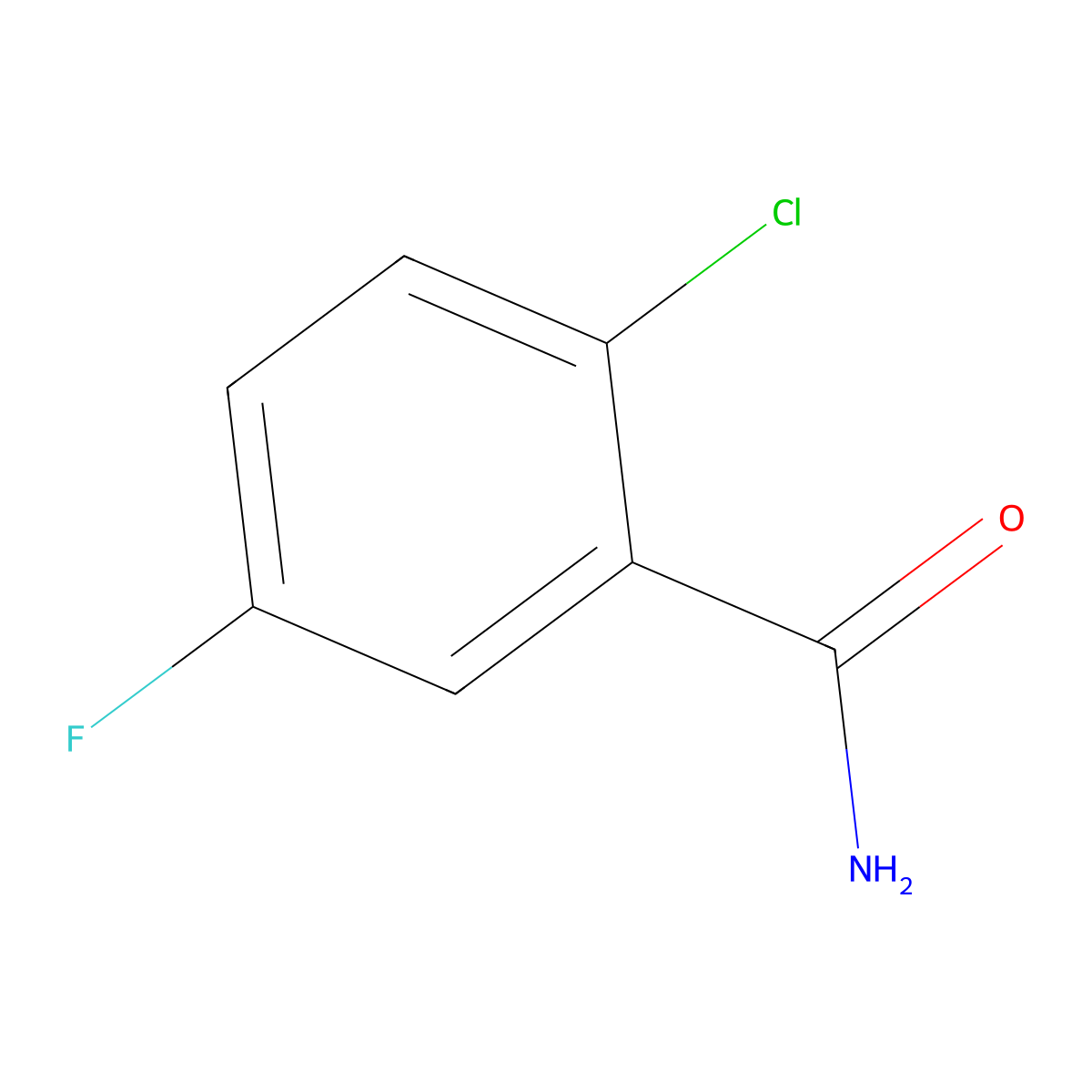 2-Chloro-5-fluorobenzamide molecular structure, CAS 88487-25-6