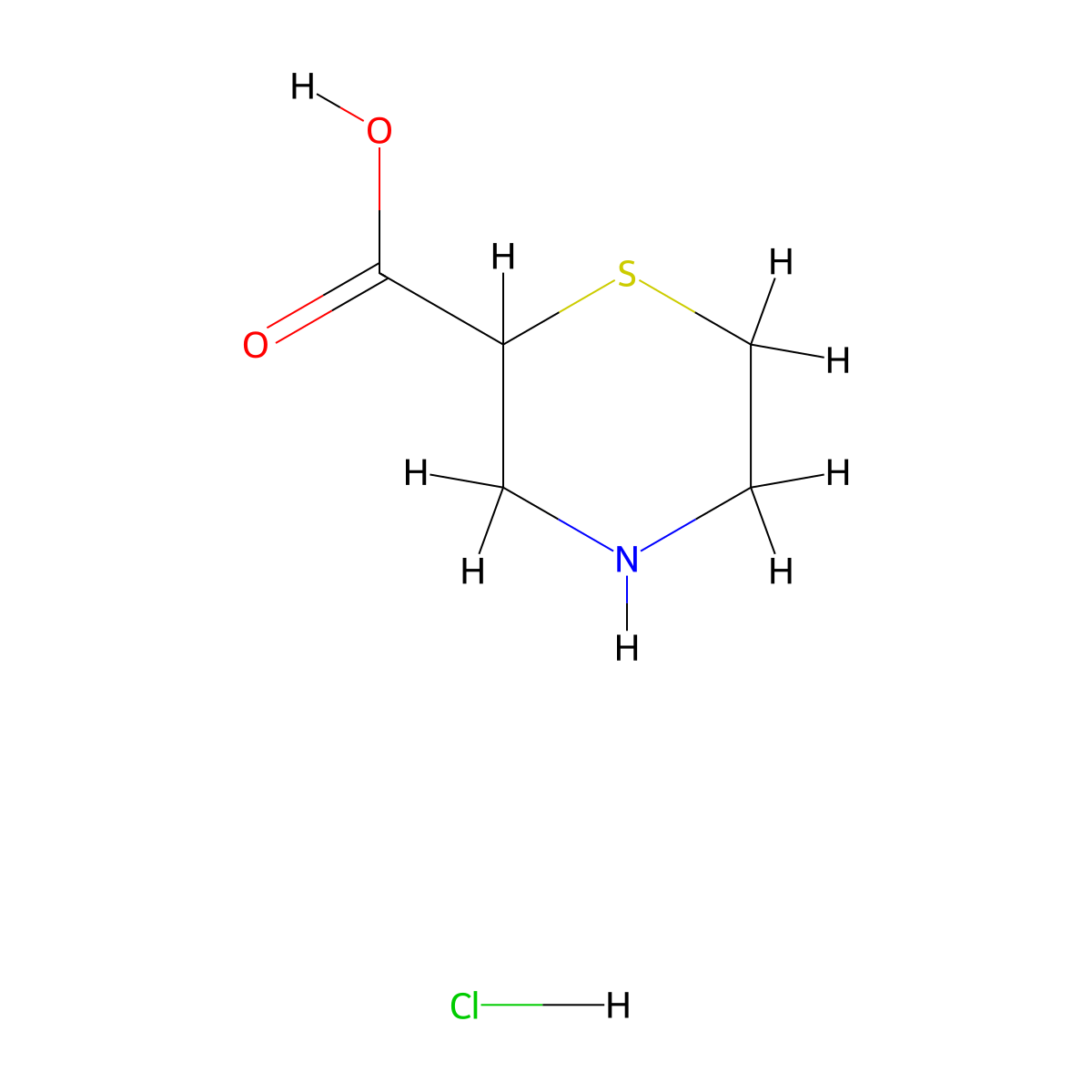 Thiomorpholine-2-carboxylic acid hydrochloride molecular structure, CAS 88492-50-6