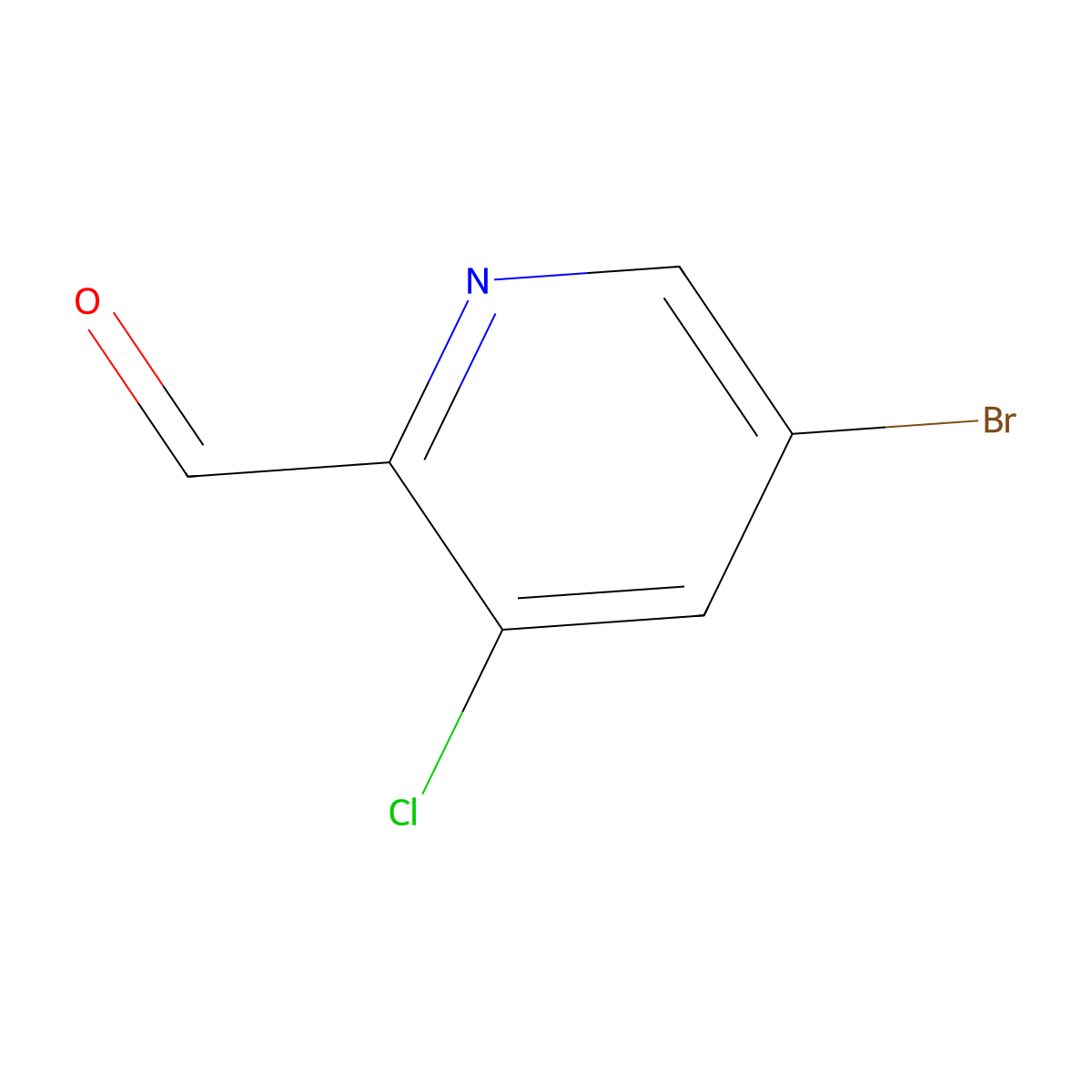 5-Bromo-3-chloropyridine-2-carbaldehyde molecular structure, CAS 885168-04-7