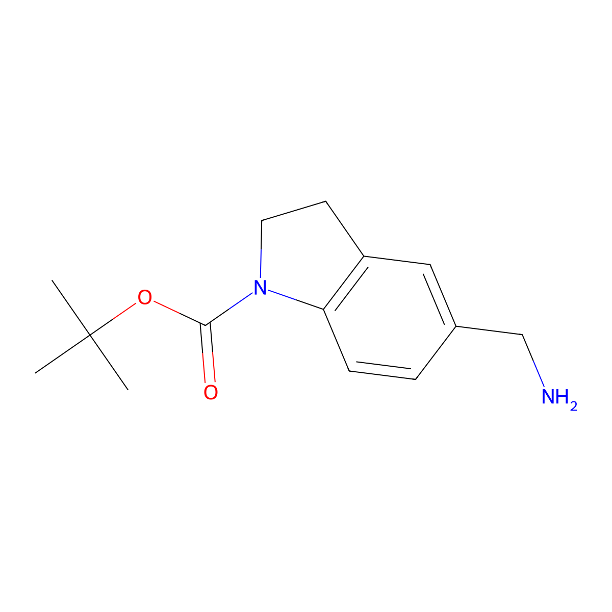 Tert-butyl 5-(aminomethyl)indoline-1-carboxylate molecular structure, CAS 885270-00-8