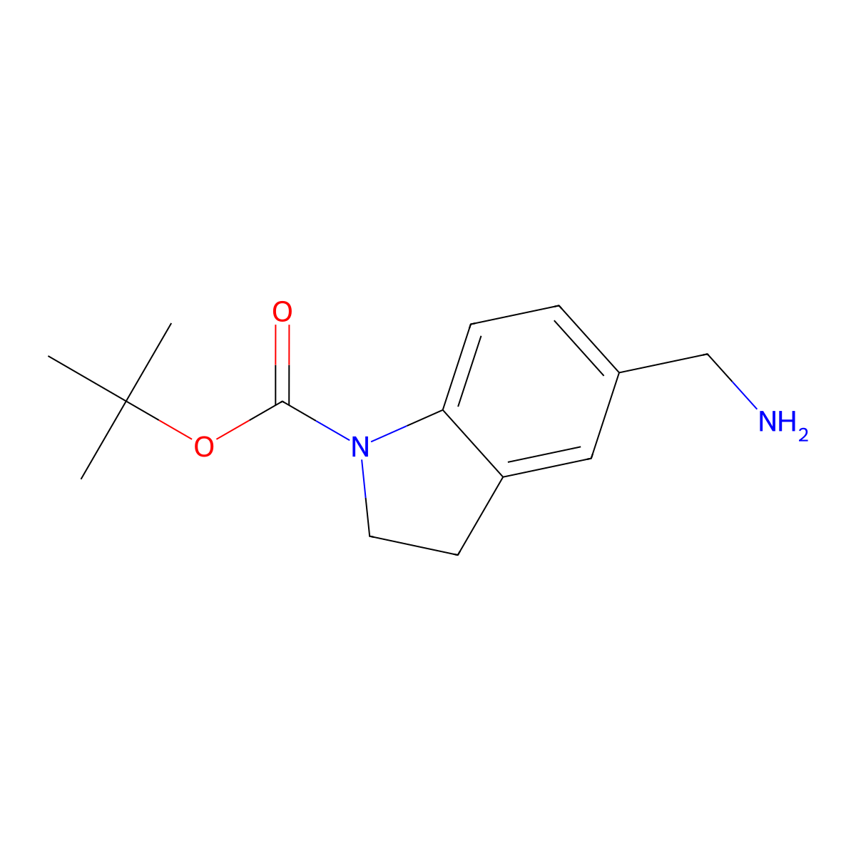 Tert-butyl 5-(aminomethyl)indoline-1-carboxylate molecular structure, CAS 885270-00-8