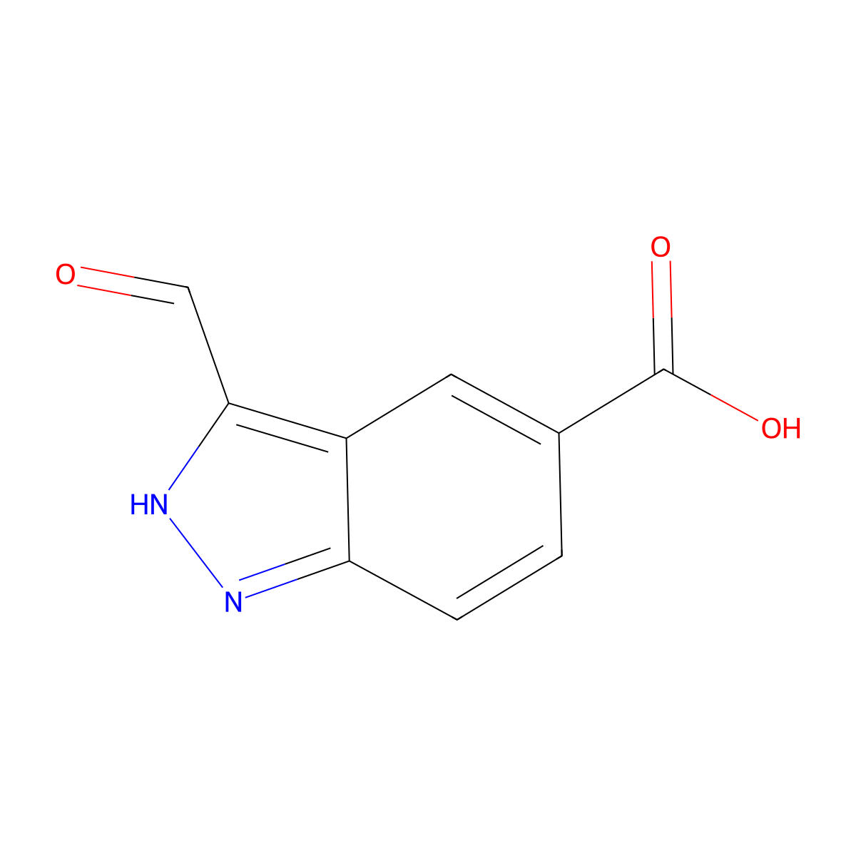 3-formyl-1H-indazole-5-carboxylic acid molecular structure, CAS 885519-98-2