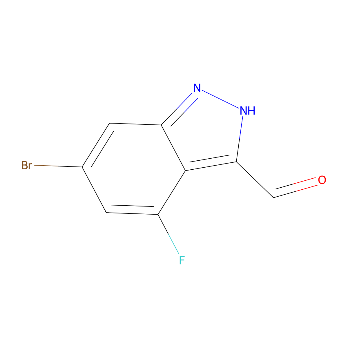 6-bromo-4-fluoro-2H-indazole-3-carbaldehyde molecular structure, CAS 885520-72-9