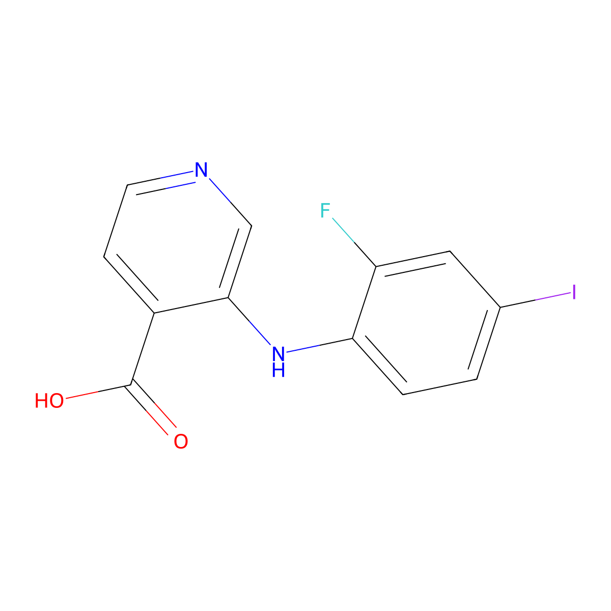 3-((2-Fluoro-4-iodophenyl)amino)isonicotinic acid molecular structure, CAS 885588-03-4