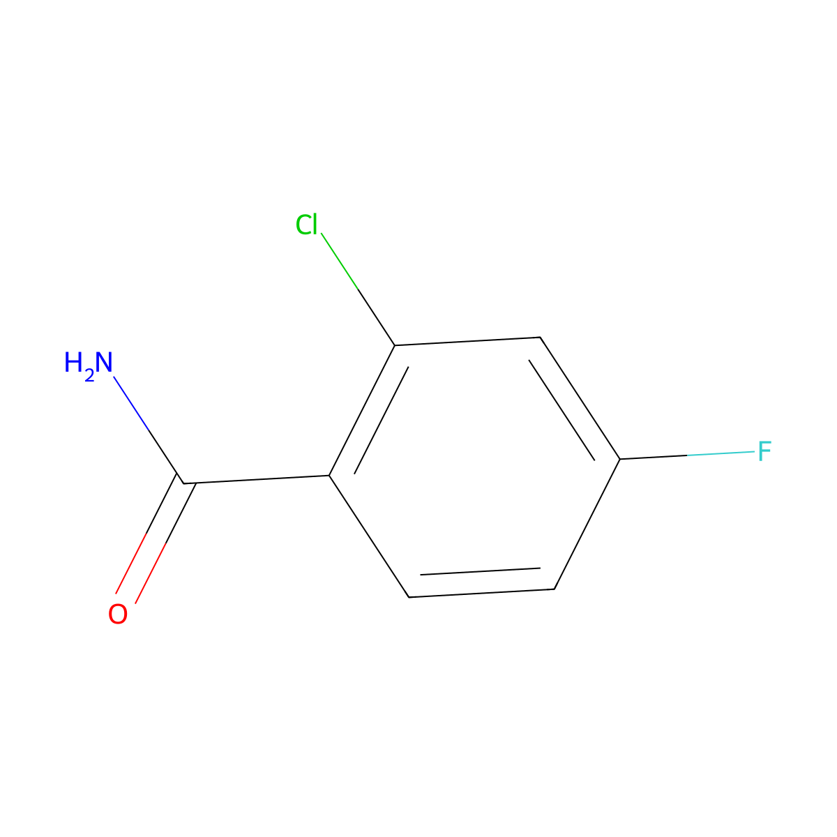 2-Chloro-4-fluorobenzamide molecular structure, CAS 88578-90-9
