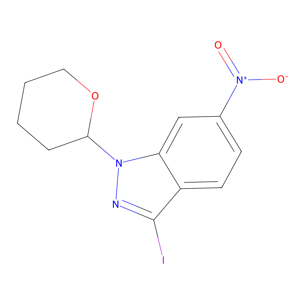 3-Iodo-6-nitro-1-(tetrahydro-2H-pyran-2-yl)-1H-indazole molecular structure, CAS 886230-74-6