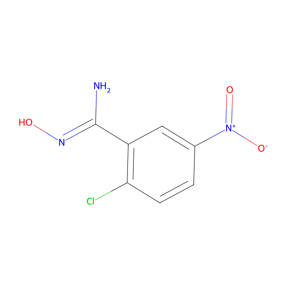 2-Chloro-5-nitrobenzamide oxime molecular structure, CAS 886365-81-7