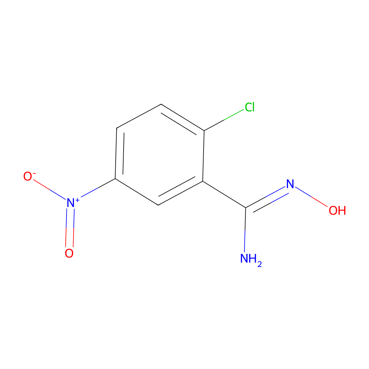 2-Chloro-5-nitrobenzamide oxime molecular structure, CAS 886365-81-7