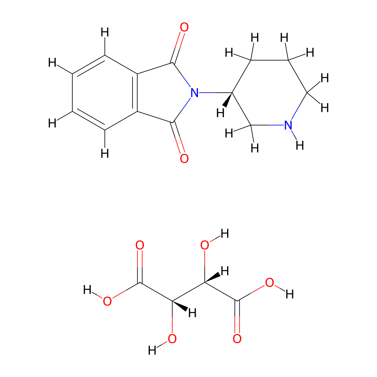 (2S,3S)-2,3-Dihydroxysuccinic acid-2-((3R)-piperidin-3-yl)-1H-isoindole-1,3(2H)-dione (1:1) molecular structure, CAS 886588-62-1