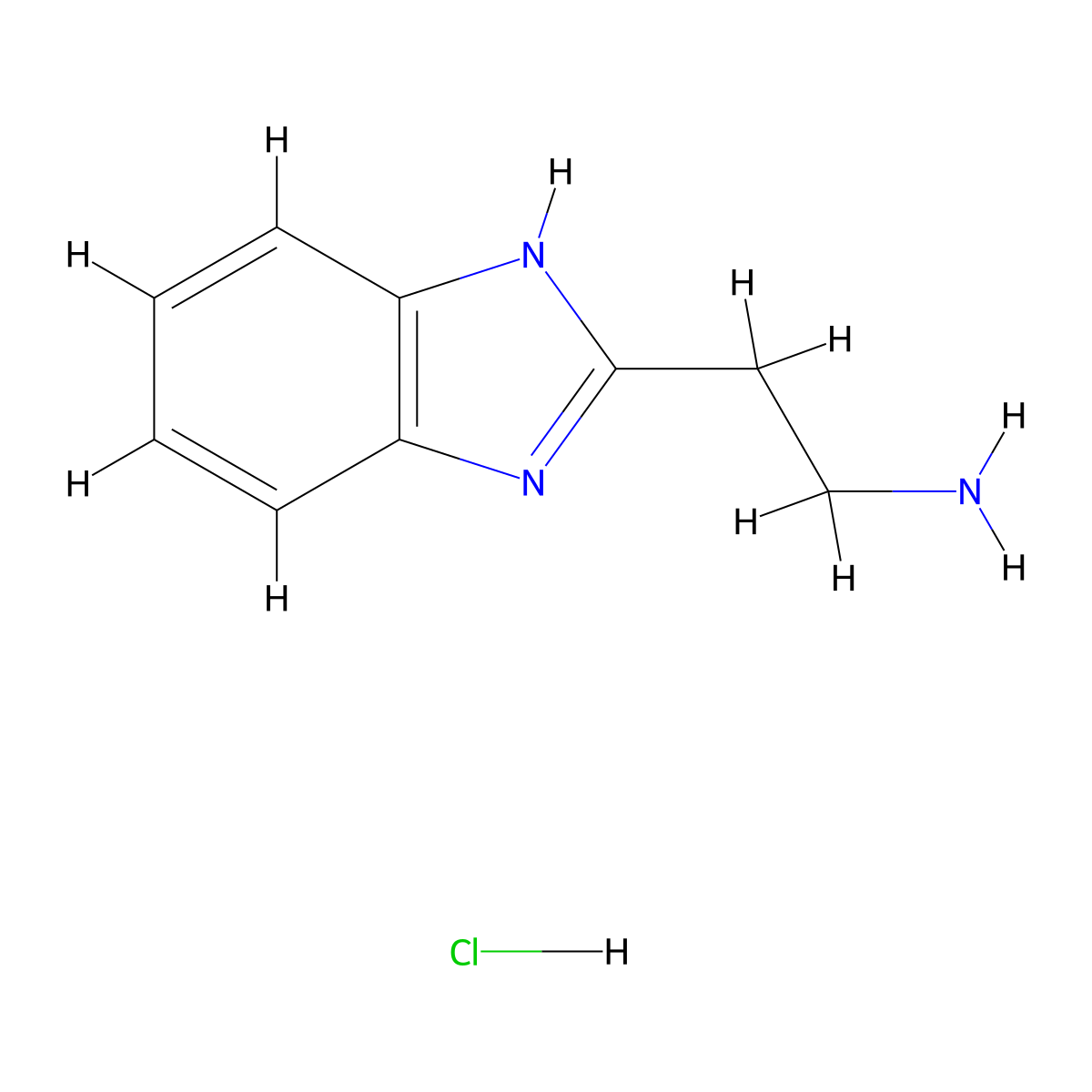 2-(1H-Benzo[d]imidazol-2-yl)ethanamine hydrochloride molecular structure, CAS 88704-72-7