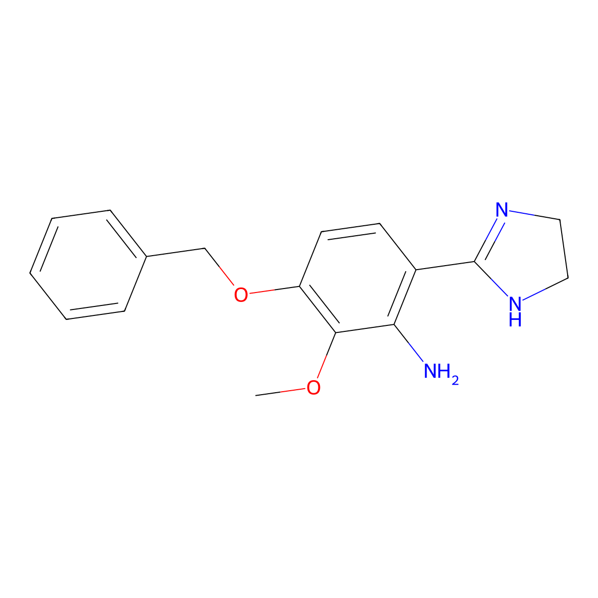 3-(benzyloxy)-6-(4,5-dihydro-1H-imidazol-2-yl)-2-methoxyaniline molecular structure, CAS 887202-50-8