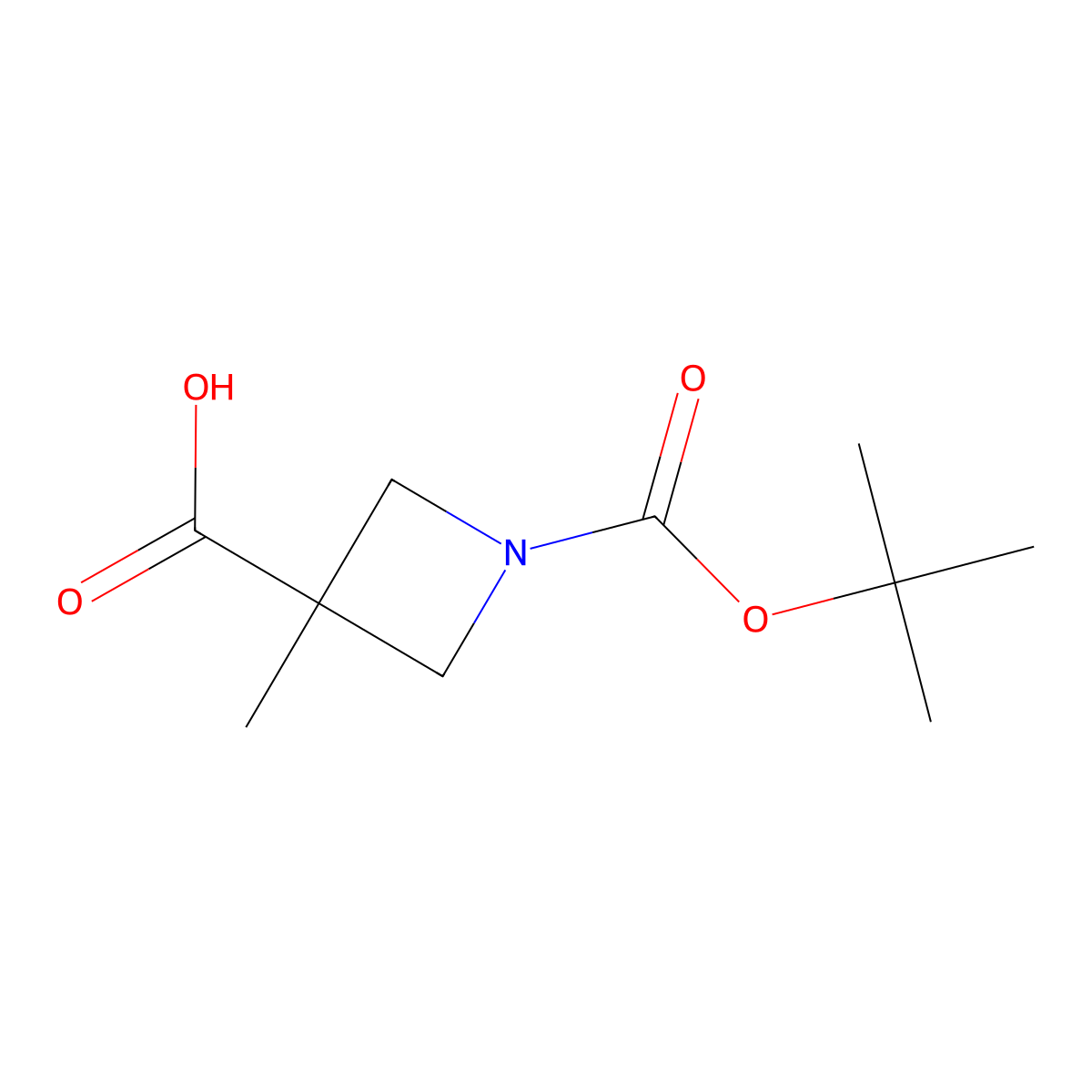 1-((Tert-butoxy)carbonyl)-3-methylazetidine-3-carboxylic acid molecular structure, CAS 887591-62-0