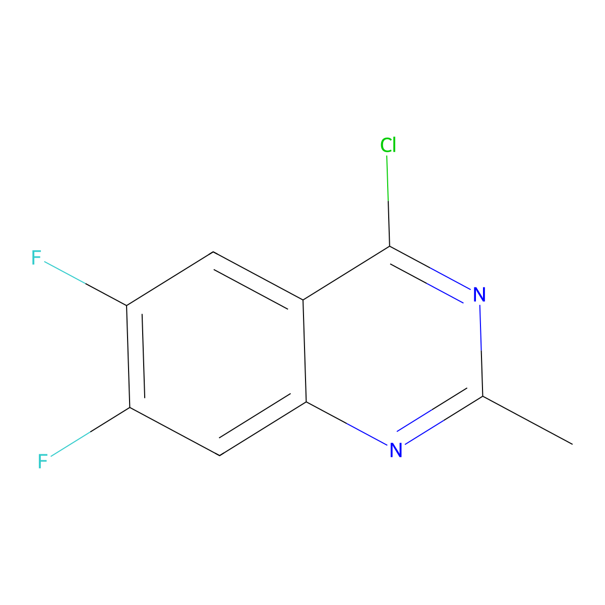 4-Chloro-6,7-difluoro-2-methylquinazoline molecular structure, CAS 887592-02-1