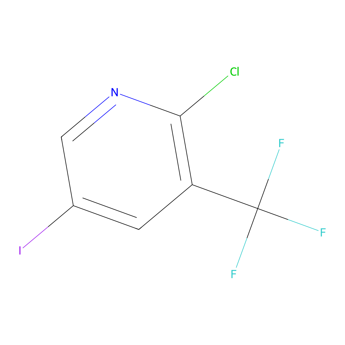 2-Chloro-5-iodo-3-(trifluoromethyl)pyridine molecular structure, CAS 887707-25-7
