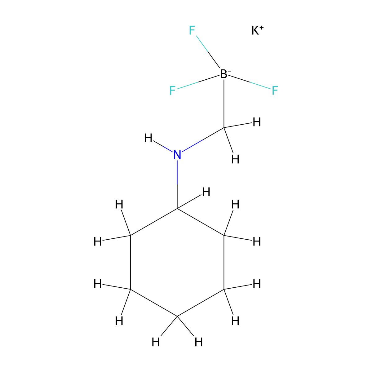 Potassium ((cyclohexylamino)methyl)trifluoroborate molecular structure, CAS 888711-52-2
