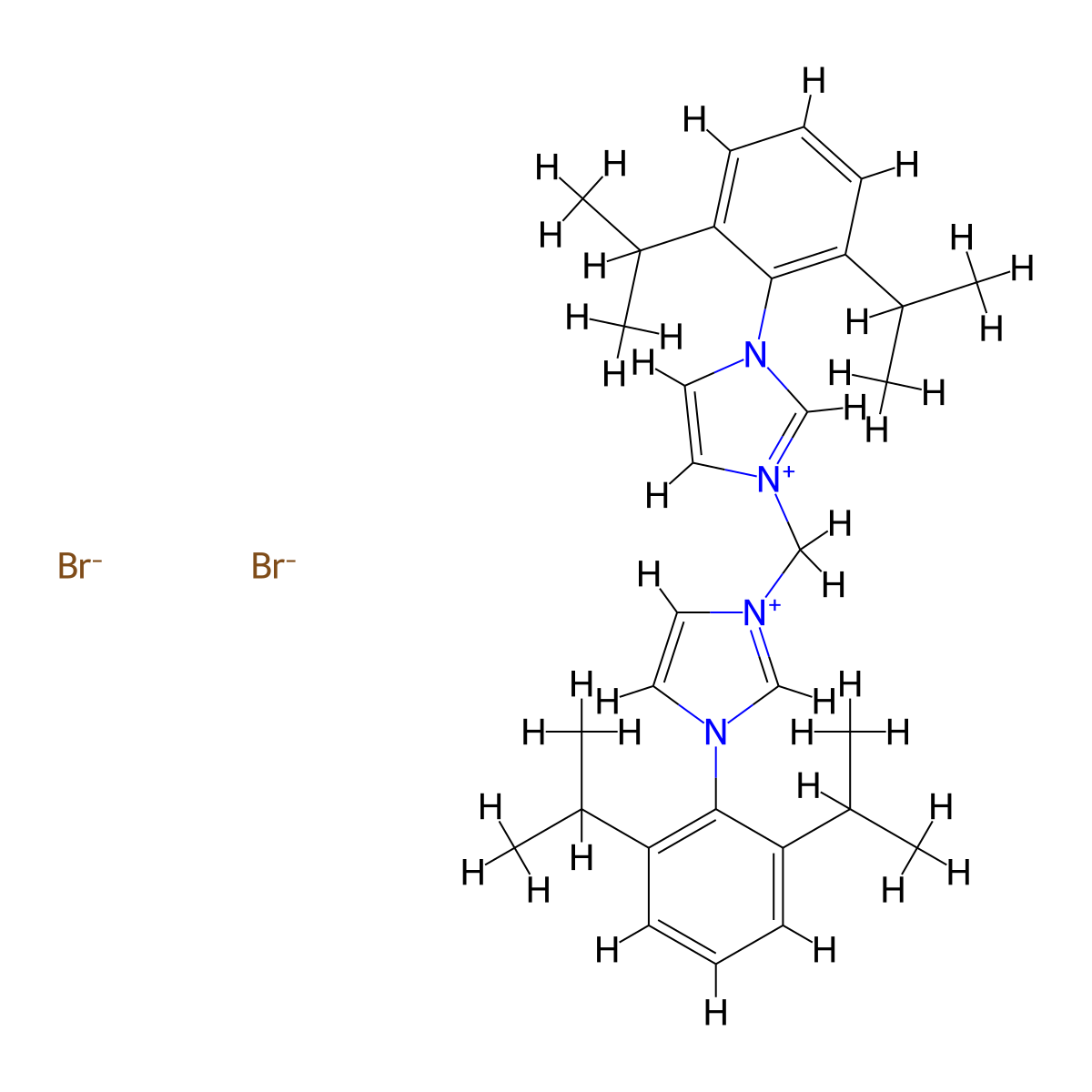 3,3'-Methylenebis(1-(2,6-diisopropylphenyl)-3-imidazolium Bromide) molecular structure, CAS 889617-36-1