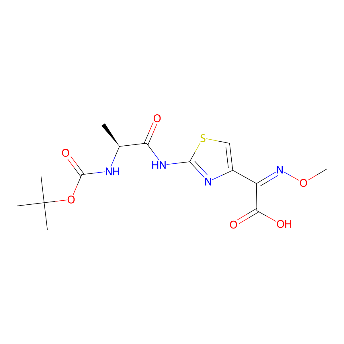 2-[2-(Boc-L-alanyl)aminothiazol-4-yl]-2-methoxyiminoacetic acid molecular structure, CAS 88970-81-4