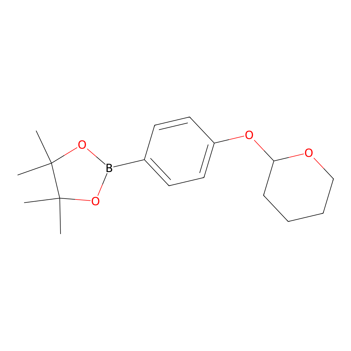 4,4,5,5-Tetramethyl-2-(4-((tetrahydro-2H-pyran-2-yl)oxy)phenyl)-1,3,2-dioxaborolane molecular structure, CAS 889865-38-7