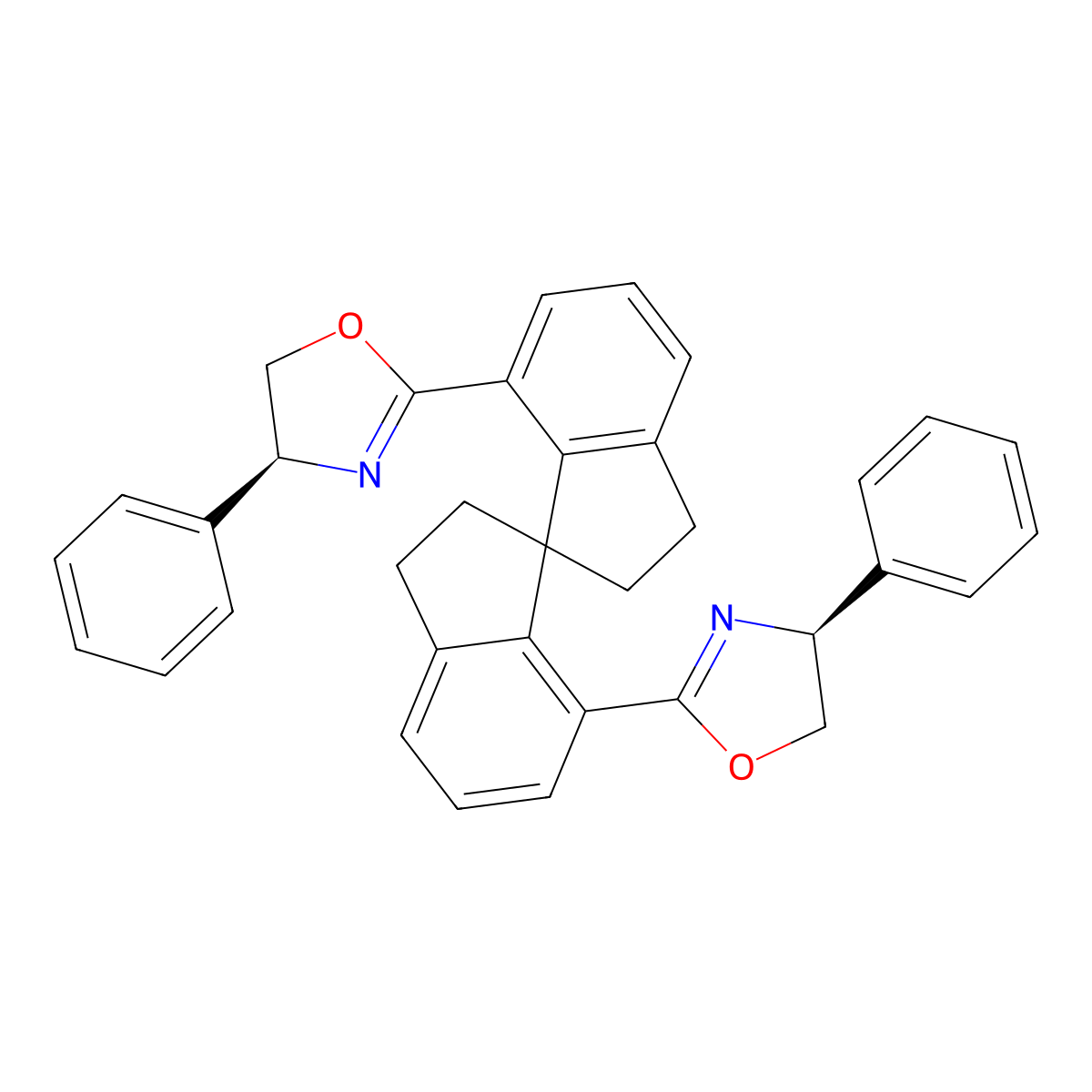 (R)-7,7-Bis[(4S)-(phenyl)oxazol-2-yl)]-2,2,3,3-tetrahydro-1,1-spirobiindane molecular structure, CAS 890090-21-8