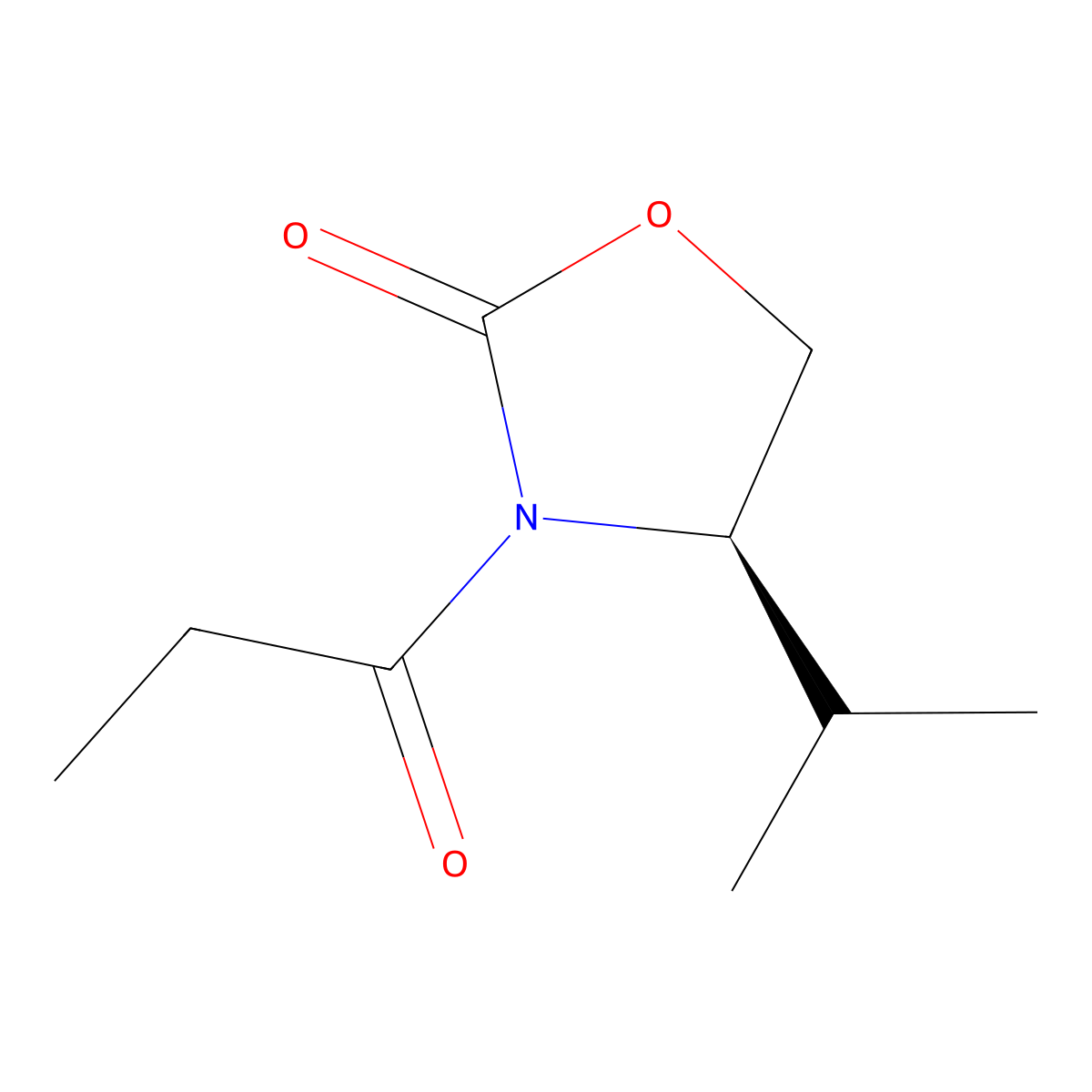 (4R)-3-Propanoyl-4-(propan-2-yl)-1,3-oxazolidin-2-one molecular structure, CAS 89028-40-0
